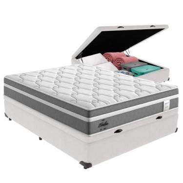 Imagem de Cama Box Baú Casal Branco + Colchão Berlim Molas Ensacadas Probel