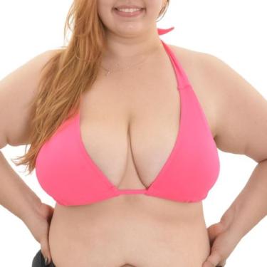 Imagem de Top Biquini Texturizado Cortininha Amarração Bojo Removível Plus Size 