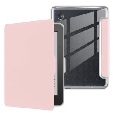 Imagem de Capa para Kobo Clara Color lançado em 2024 de 15 cm, capa traseira de TPU transparente ultra transparente macia e flexível com hibernar/despertar automático para Kobo Clara Color, rosa