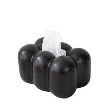 Imagem de Caixa de lenços Caixa de lenços de prata Cerâmica Sala de estar Mesa de centro Caixa de decoração de mesa Porta-lenços(Preto)