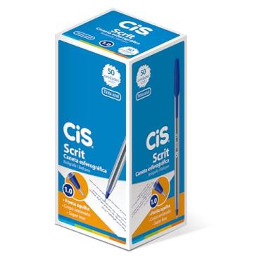 Imagem de Caneta Esferográfica Scrit 1 mm, Cis, Azul, Caixa C/ 50 Unidades