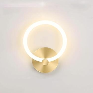 Imagem de Luminária de parede interna LED Nordic Ring de 14 W com luz quente, luz de leitura de metal compatível com cabeceira, quarto e sala de estar