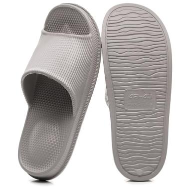 Imagem de Crazy Lady Pantufas femininas masculinas para uso interno e externo, antiderrapantes, massagem, banho de spa, piscina, academia, chinelos, sandálias de dedo aberto, confortáveis e macias, sapatos casuais, plataforma leve de EVA, Massage/Grey, 10.5-11 Women/9-9.5 Men
