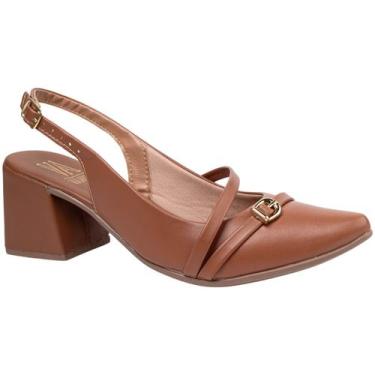 Imagem de Sapato Slingback Feminino Salto Grosso Bico Fino Social Delicado Moder