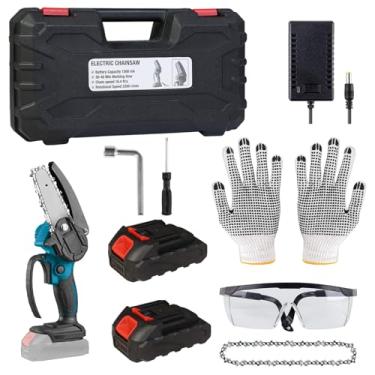 Imagem de TCE ACP01U Torin Mini motosserra sem fio de 4 polegadas: motosserra portátil elétrica (alimentada por bateria) para corte de madeira, poda de jardim, poda de árvores e poda de arbustos, azul