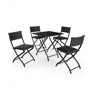Imagem de Jogo De Mesa Dobravel Preto Com 4 Cadeiras Preto