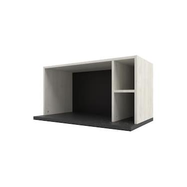 Imagem de Armário Aéreo para Micro-ondas Bartira Rubi com 1 Nicho e 80,1cm de Largura – Freixo/Preto Poah