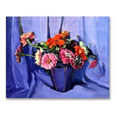 Imagem de Jane Peterson, arte famosa, "Zinnias", reproduções de pintura, impressão em tela clássica, pôster de arte de parede expressionismo para decoração 70 x 88 cm sem moldura