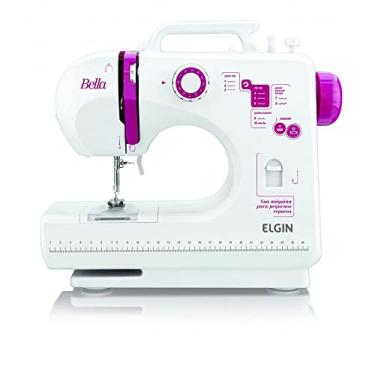 Imagem de Máquina de Costura Bella Elgin Reta BL-1200 Portátil Branco e Rosa Bivolt