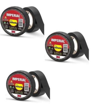 Imagem de Kit 3 Fita Isolante 3M Imperial 18MM X 10M Preta