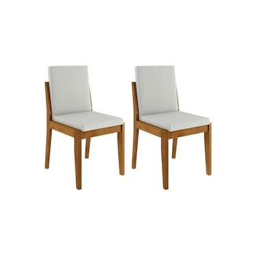 Imagem de Conjunto com 2 Cadeiras de Jantar Nesher Lady em Madeira com Estofado em Linho – Amadeirado