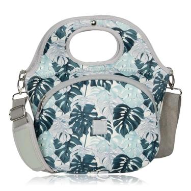 Imagem de Made Easy Kit Sacola grande com isolamento térmico – Forro de neoprene elegante, bolso frontal com zíper e alça de ombro – lavável na máquina, leve, pronta para viagem (planta da selva da casa)