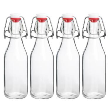 Imagem de JOBVERT Garrafas giratórias, pacote com 4 garrafas de vidro flip top de 241 g com fechos herméticos Grolsch, reutilizáveis para kombucha, cerveja, bebida fria, bebidas caseiras e armazenamento