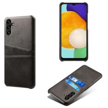 Imagem de Capa compatível com Samsung Galaxy A13 5G, capa de couro PU - Capa de telefone fina à prova de choque com 2 compartimentos para cartão, proteção anti-impressão digital e antiqueda, couro sintético de