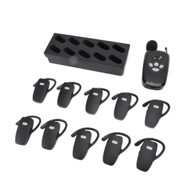 Imagem de de Guia Turístico Sem Fio Com 1 Transmissor 10 Receptores, Caixa de Carga, Fone de Ouvido de Silicone Macio, Faixa de 150m, Duração da Bateria de 18 Horas, Redução de Ruído,