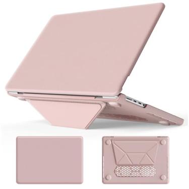 Imagem de Batianda Capa de couro PU premium para novo M4 MacBook Pro 16 polegadas 2024 2023 2021 M3 M2 M1 Pro/Max Chip Business Capa protetora elegante com suporte dobrável, proteção total com almofadas