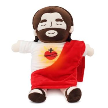 Imagem de Brinquedo de peluche de jesus respirar com música e luzes, relaxante respira, alívio da ansiedade, figuras de Jesus, almofada de pelúcia,item de fé