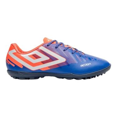 Imagem de Chuteira Society Umbro Action Masculino Preto e Vermelho Original (Azul e Laranja, BR, Adulto, Numérico, 40)