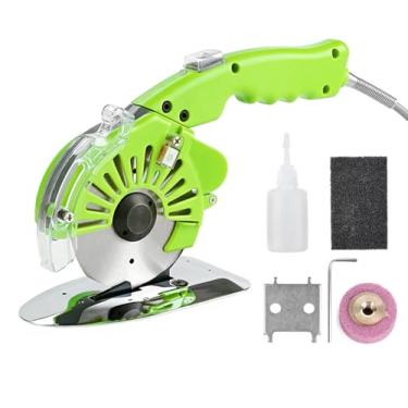 Imagem de VOTOER Tesoura Elétrica Rotativa Para Tecidos De 300 W, Máquina Corte Com Lâmina Redonda Carpetes Couro Multicamadas, 5 Velocidades Ajustáveis, Luz Led, 32 Mm / 1,26 Pol. Espessura