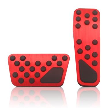 Imagem de MAIMOCCY Tampa de pedal de acelerador de freio compatível com Dodge Charger 2011-2023, para 2008-2023 Challenger, compatível com Chrysler 300/300C 2009-2019 acessórios anti Skip Foot Pad Cap Vermelho