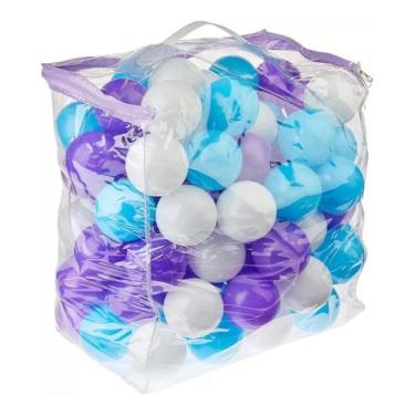 Imagem de Kit 100 Bolinhas Coloridas Frozen - Azul, Lilás E Branca - beplace kid
