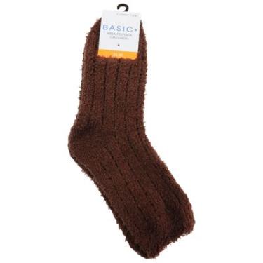 Imagem de MEIA FELPUDA CANELADA CANO MÉDIO BASIC+ 33-38 MARROM ESCURO