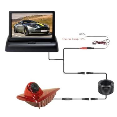 Imagem de Câmera de ré com luz de freio para carro com monitor de 4,3 polegadas compatível com Renault Master, compatível com Nissan NV400, compatível com Opel Movano, compatível com vans 2010-2016(Silver)