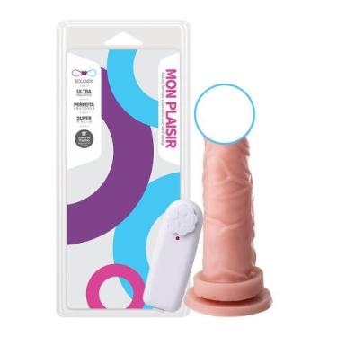 Imagem de consolo realista com ventosa e vibro soulsex bege 16,5cm
