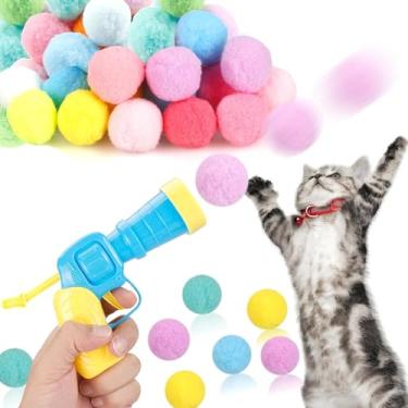 Imagem de Lançador De Bolinhas Pelúcia Brinquedo Pet, Pistola Lançador de Bolinhas de Pelucia para Gatos com 20 Bolas Coloridas, Brinquedo Interativo para Gatos e pets