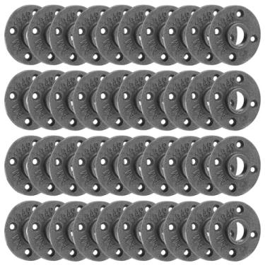 Imagem de Home TZH Flange de piso resistente de 3/10.2 cm, pacote com 40 flanges de tubo de ferro maleável para estilo vintage industrial, flanges com furo rosqueado para projeto faça você mesmo/móveis