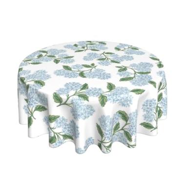 Imagem de Sunshineyan Toalha de mesa floral vintage redonda 152 cm, azul verde hortênsia decoração de flores toalhas de mesa de poliéster toalha de mesa sazonal para festas, cozinha, jantar, ambientes internos