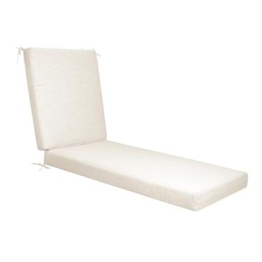 Imagem de ZSLUKEJJ Almofada de espreguiçadeira externa para móveis de pátio, almofadas de banco à prova d'água resistentes ao desbotamento com laços para piscina, varanda, jardins, praia, bege