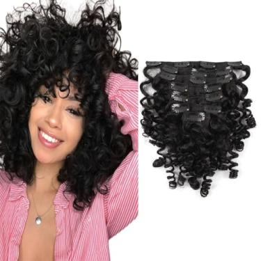 Imagem de Sassina Extensões de cabelo humano humano Remy cabelo humano encaracolado solto natural em extensões de cabelo humano preto natural virgem brasileiro para mulheres negras 7 peças 120G 22 polegadas