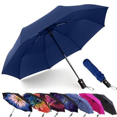 Imagem de Guarda-chuva dobrável MRTLLOA Compact Windproof 30cm 420g azul marinho