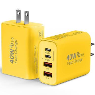 Imagem de Carregador rápido de parede USB C, 40 W, 4 portas, adaptador de alimen