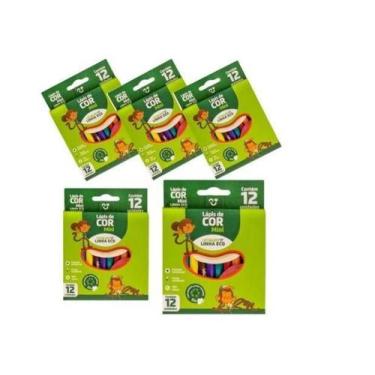 Imagem de Kit 5Cxs Mini Lápis De Cor Sextavado Linha Eco 12 Cores - Leo&leo