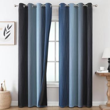 Imagem de Cortinas Blackout Estelar Textiler Azul marinho/Preto 213x132cm