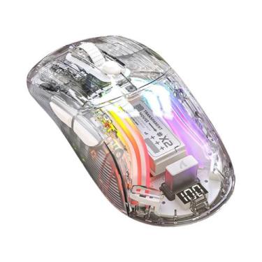 Imagem de Mouse Gamer Sem Fio RGB Silent Click Attack Shark X2 pro Tri-Mode Blue