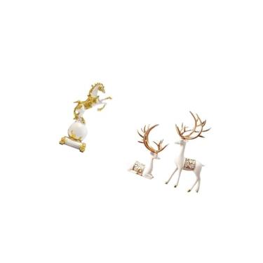 Imagem de IEUDNS Estátuas de Rena de Estilo Europeu, Esculturas Artesanais Colecionáveis, Coleção de Estatuetas de Cavalo Modernas para Centro de Mesa de Quarto E Sala