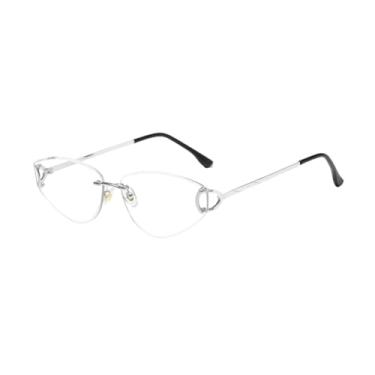 Imagem de Óculos de sol sem aro estilo olho de gato, metal, sem armação, óculos da moda para homens (8)