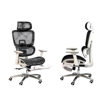 Imagem de Cadeira de Escritório Ergonômica com Estofado de Mesh, Regulagem de Altura, Apoio Lombar Ajustável, Base Giratória em Aço Cromado, Braços Acolchoados, Rodízios Silenciosos - Posture Office (Branco)