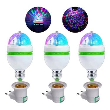 Imagem de 2X Kit 3 Lampada Led Giratoria Led Dj Strobo Festas Eventos