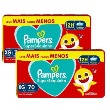 Imagem de Kit 2 Fraldas Descartáveis Pampers Supersequinha Jumbo XG - 140 Tiras