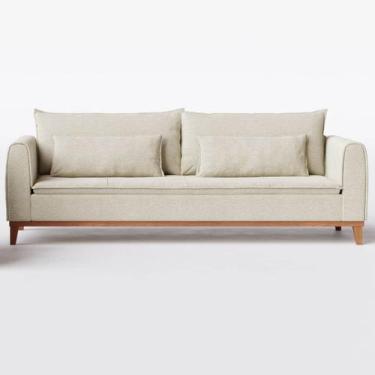 Imagem de Sofá Lisboa 1,80m em Linho Bege Claro Palha - Home Mobily