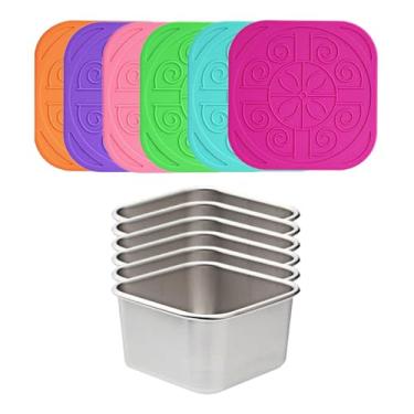 Imagem de KiBcsLic 6 peças recipiente para molho de salada copo de condimento panela de molho de aço inoxidável multiuso para casa de chá escritório bar caramelo café, 60ml