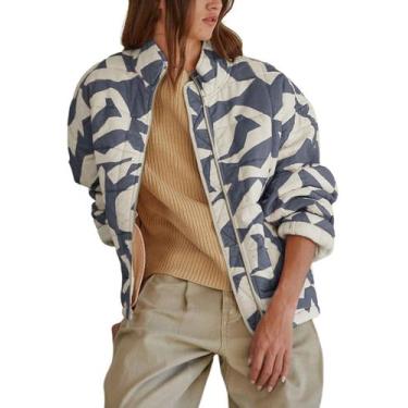 Imagem de Jaqueta feminina estampada acolchoada Hongsui, leve