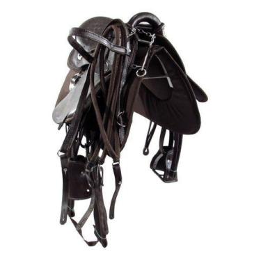 Imagem de Sela Australiana Marrom Infantil De Arco Luxo 12 Polegadas + Acessório
