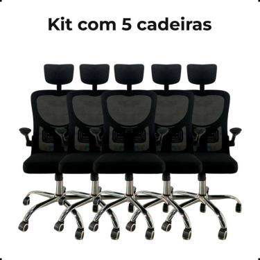 Imagem de Kit Com 5 Cadeiras De Escritório Presidente Mesh Elegance