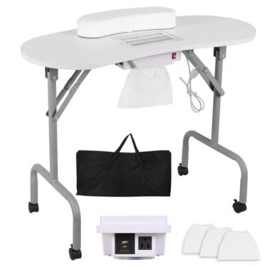 Imagem de Mesa de manicure AGESISI portátil com carregador e coletor de poeira