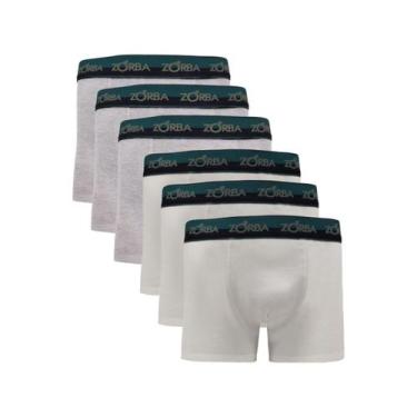 Imagem de Kit 6 Cuecas Zorba Boxer Max Algodão 702 Branco/Mescla - GG, Branco, M